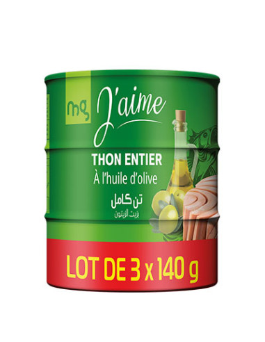 Lot de 3 thon entier 140G mg j'aime